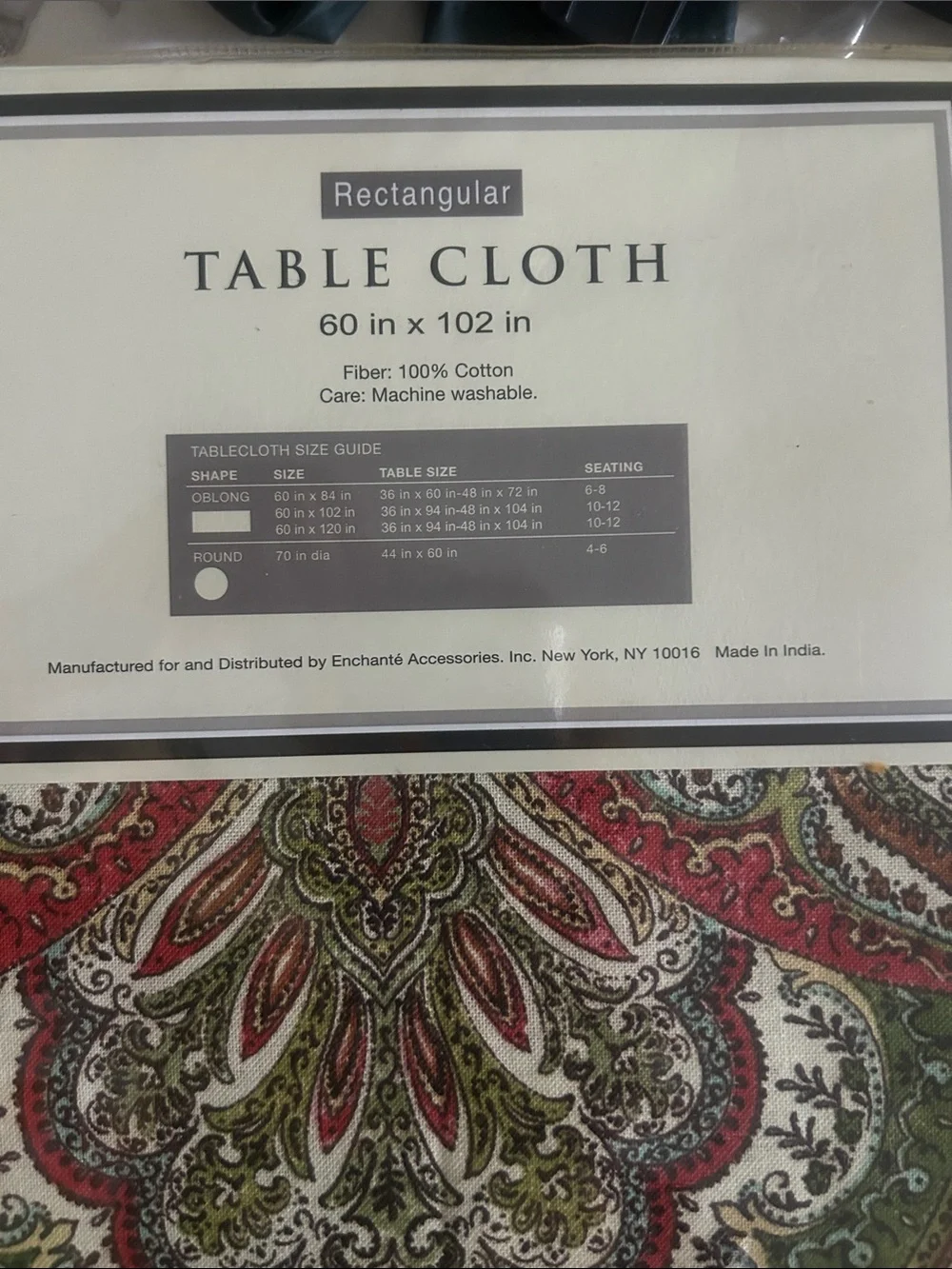 Raymond Waites Tablecloth cotton Paisley Floral NIB 60”102” rectangular